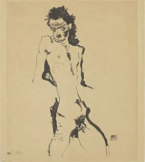 Egon 1890 1918 Prints: Self-Portrait, 1912. Creator: Schiele, Egon (1890-1918)