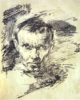 Nikolai Feshin Prints: Self-portrait, 1921. Creator: Feshin (Fechin), Nicolai Ivanovich (1881-1955)