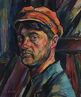 Oil On Plywood Prints: Self-Portrait, 1922. Creator: Ilmari Aalto