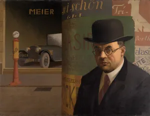 Neue Sachlichkeit Prints: Self-Portrait in Front of an Advertising Column, 1926