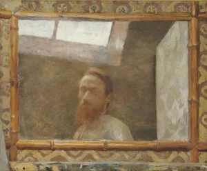 Self-Portrait with a bamboo mirror, c. 1890. Creator: Vuillard, Edouard (1868-1940)