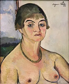 Suzanne 1865 1938 Prints: Self-portrait with bare breasts (Autoportrait aux seins nus)