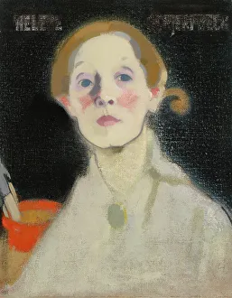 Haughty Prints: Self-Portrait, Black Background, 1915. Creator: Helene Schjerfbeck