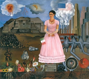Self-Portrait Along the Border Line Between Mexico and the United States, 1932. Creator: Frida Kahlo