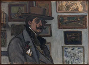 Magyar Nemzeti Galeria Prints: Self-portrait in a brown hat, 1897. Creator: Rippl-Ronai, Jozsef (1861-1927)