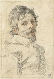 Black Chalk And Sanguine On Paper Gallery: Self-Portrait, c. 1640. Creator: Mellan, Claude (1598-1688)