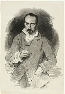 Deveria Achille Prints: Self-Portrait, c. 1835. Creator: Achille Deveria