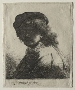 1606 1669 Prints: Self-Portrait in a Cap and Scarf with the Face Dark: Bust