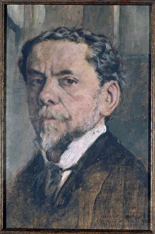Wood Material Prints: Self-portrait of Charles Courtry (1846-1897), engraver, c1890. Creator: Charles Courtry