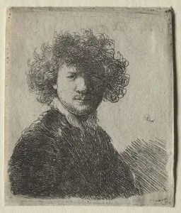 1606 1669 Prints: Self-Portrait with curly hair and white collar: Bust