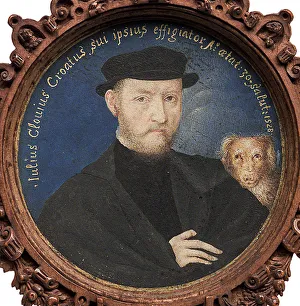 Art History Museum Prints: Self-Portrait with dog, 1528. Artist: Clovio, Giulio (1498-1575)