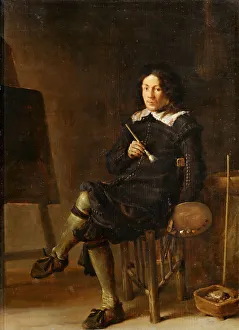 Self-Portrait with Easel , 1629. Creator: Saftleven, Cornelis Hermansz. (ca. 1607-1681) Self-Portrait with Easel , 1629. Creator: Saftleven, Cornelis Hermansz. (ca. 1607-1681)