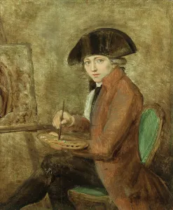 Private Collectionneoclassicism Prints: Self-portrait At the Easel, 1794. Creator: Dubois, Louis-Jacques (1768-1843)