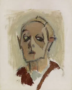 Schjerfbeck Helene Prints: Self-Portrait, en face I, 1945. Creator: Helene Schjerfbeck