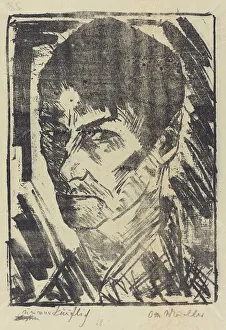 Otto Müller Prints: Self-Portrait Facing Left (Selbstbildnis nachlinks), 1920. Creator: Otto Mueller