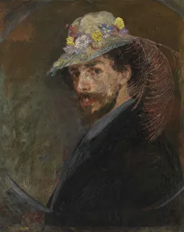 Ostende Prints: Self-Portrait with Flowered Hat, 1883