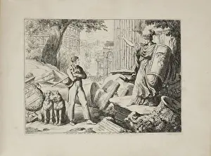 Self-portrait (Frontispiece in "Istoria Romana."), 1818. Creator: Pinelli, Bartolomeo (1781-1835)