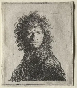 1606 1669 Prints: Self-Portrait Frowning: Bust, 1630. Creator: Rembrandt van Rijn (Dutch, 1606-1669)