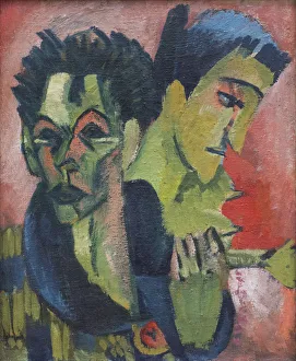 Kirchner Prints: Self-Portrait with girl, 1914-1915