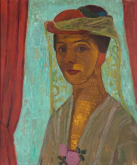 Self-portrait with hat and veil, 1906-1907. Artist: Modersohn-Becker, Paula (1876-1907) Self-portrait with hat and veil, 1906-1907. Artist: Modersohn-Becker, Paula (1876-1907)