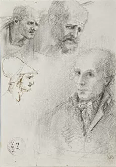 Canova Gallery: Self-portrait with heads sketches, ca 1792-1798