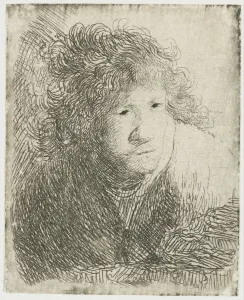 Rembrandt Van Rhijn 1606 1669 Prints: Self-Portrait, Leaning Forward, Listening, 1628. Creator: Rembrandt van Rhijn (1606-1669)