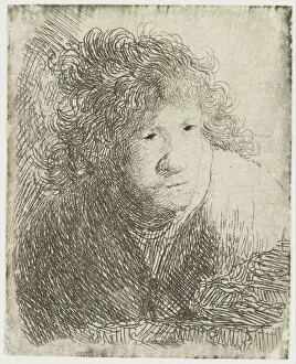 Self-Portrait, Leaning Forward, Listening, 1628. Creator: Rembrandt van Rhijn (1606-1669)