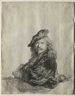 1606 1669 Prints: Self-Portrait Leaning on a Stone Sill