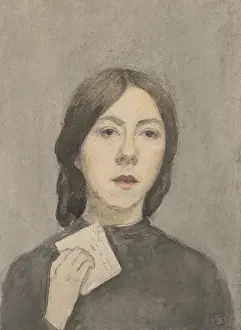 Self Portrait Prints: Self-Portrait with a letter, c1907-1909. Creator: John, Gwen (Gwendolen) (1876-1939)