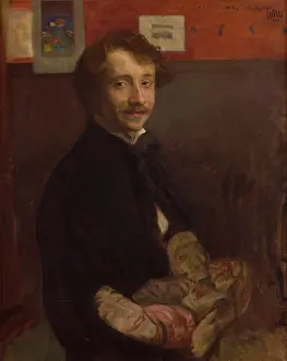 Self-Portrait with Masks, 1900. Creator: Wojciech Weiss