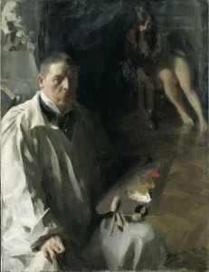 Anders Leonard 1860 1920 Prints: Self-portrait with Model