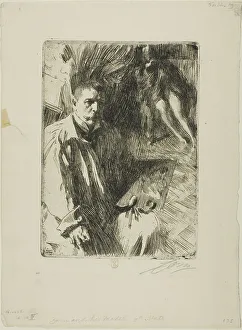 Etcher Prints: Self-Portrait with Model II, 1899. Creator: Anders Leonard Zorn