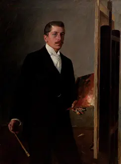 1896 Prints: Self-Portrait with a Palette, c1896. Creator: Stanislaw Janowski