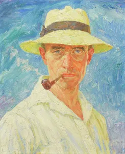 Self-portrait with pipe and hat, 1932. Creator: Unger; Hans (1872-1936)