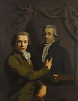 Deceased Prints: Self Portrait, Pointing at a Portrait of the Artist's deceased Colleague Dirk Jacobsz