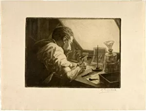 Self-Portrait Preparing an Etching, c. 1890. Creator: Henri-Charles Guerard