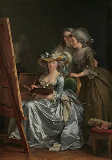 Easel Prints: Self-Portrait with Two Pupils, Marie Gabrielle Capet (1761-1818) and Marie Marguerite