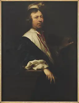Self-portrait with red ribbon. Creator: Adler, Salomon (1630-1709)