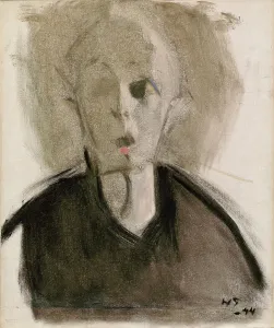 Schjerfbeck Helene Prints: Self-Portrait with Red Spot, 1944. Creator: Helene Schjerfbeck