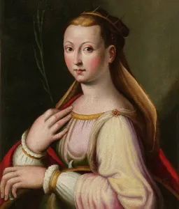 Self Portrait Prints: Self-Portrait as Saint Catherine of Alexandria. Creator: Longhi, Barbara (1552-c. 1638)