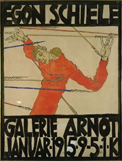 Self-portrait as Saint Sebastian. Poster for Schieles Exhibition at the Arnot Gallery, 1915