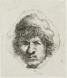 Rembrandt Van Rijn Gallery: Self-portrait scowling, ca 1631. Creator: Rembrandt van Rhijn (1606-1669)