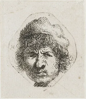 Rembrandt Van Rijn Gallery: Self-portrait scowling, ca 1631. Creator: Rembrandt van Rhijn (1606-1669)