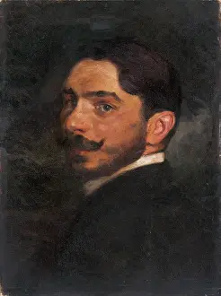 Distracted Prints: Self-Portrait (Self-Portrait in a Dark Coat), 1900-1905. Creator: Milan Thomka Mitrovsky