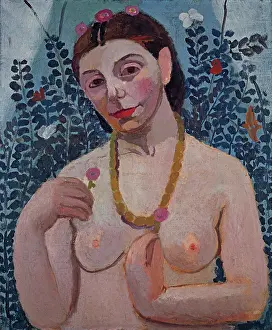 Tempera And Oil On Canvas Prints: Self-portrait (Semi-Nude with Amber Necklace II)