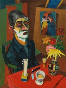 Self Portrait Prints: Self-portrait with shaving foam, 1924. Creator: Wacker, Rudolf (1893-1939)