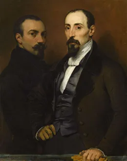 Achille Devéria Gallery: Self-Portrait with his son Achille, 1836. Creator: Deveria, Eugene (1805-1865)
