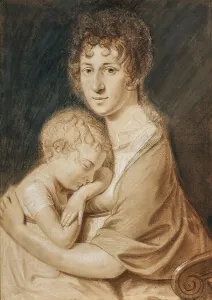 Sanguine Prints: Self-portrait with son Johann August (1792-1870), c1794. Creator: Krafft (1764-1825)