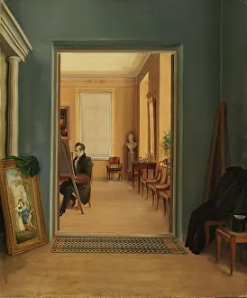 Berndt Godenhjelm Prints: Self-Portrait in a St. Petersburg Studio, 1830-1849. Creator: Berndt Godenhjelm