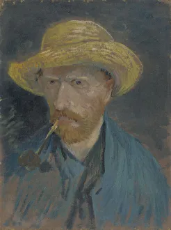 Self-Portrait with Straw Hat and Pipe